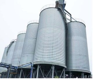 Spiral Steel Corrugated Grain Bin Automatic Roll Forming Ss Raw Material